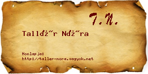 Tallér Nóra névjegykártya